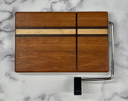 Handmade Wooden Cheese Board with Wire Slicer