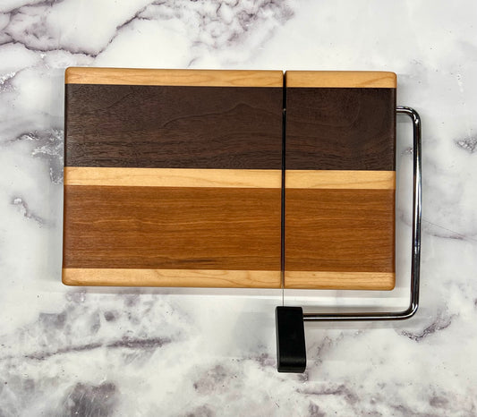 Handmade Wooden Cheese Board with Wire Slicer